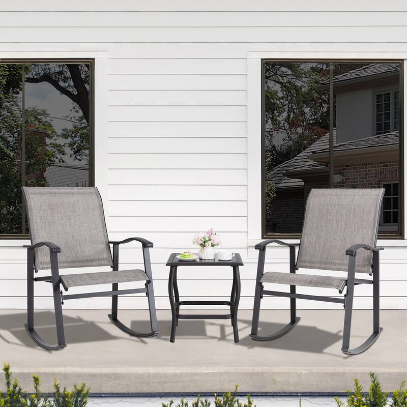 Futzca 3 Piece Outdoor Rocking Bistro Set, Patio Conversation Set