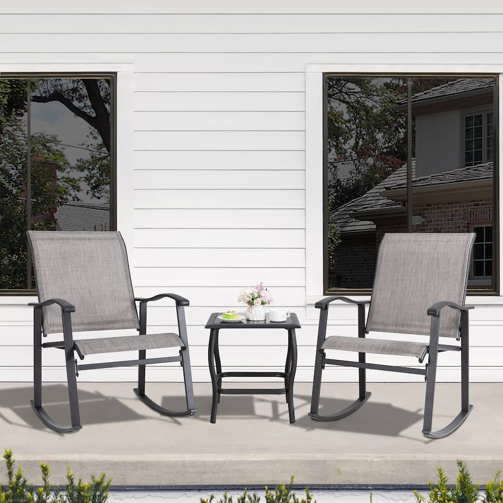 Futzca 3 Piece Outdoor Rocking Bistro Set, Patio Conversation Set