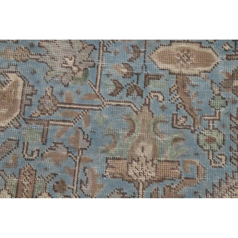Geometric Blue Tabriz Persian Area Rug Oriental Handmade Wool Carpet - 6'5"x 9'5"