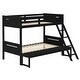 preview thumbnail 5 of 5, Contemporary Twin over Full Bunk Bed with Masculine Style Frame, Angled Ladder, Guardrails and Convertible Design, Black