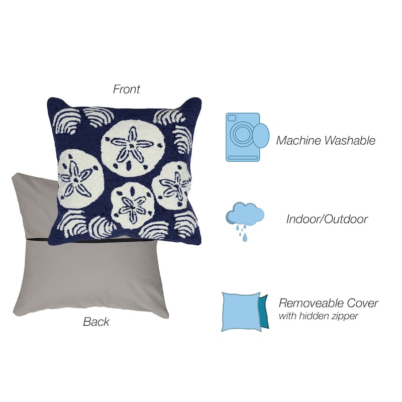 Liora Manne Frontporch Shell Toss Indoor/Outdoor Pillow Navy 18" Square