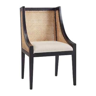 Loudoun Mahogany and Linen Upholstered Arm Chair by Furniture Classics