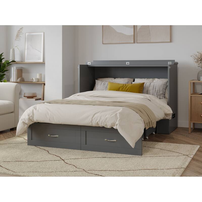 Hamilton Murphy Bed Chest with Storage Drawer and Built-In Charger
