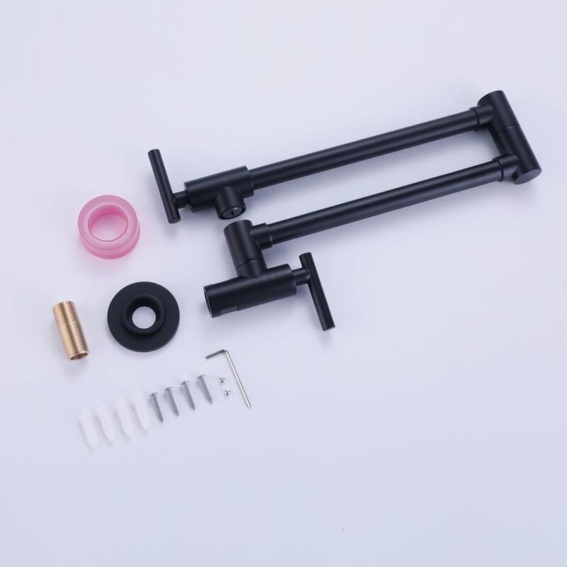 Wall Mounted Pot Filler Kitchen Faucet Black, Folding Stretchable Kitchen Faucet With Double Joint Swing Arms