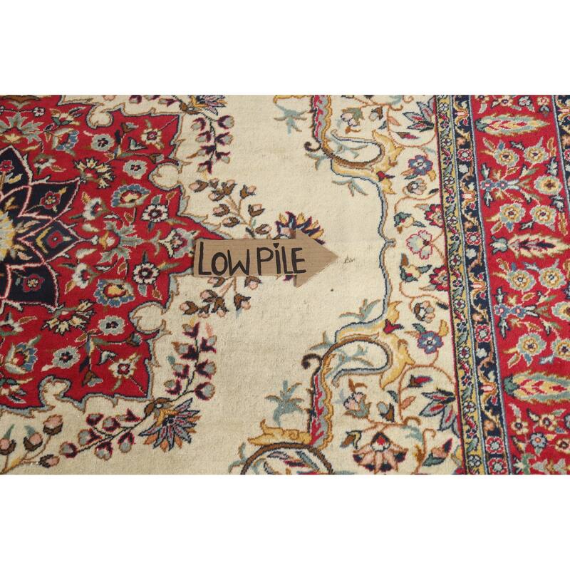 Hand Knotted Oriental 100% Wool Carpet Traditional Floral Beige & Ivories Tabriz Area Rug - 9' 10'' X 6' 5''