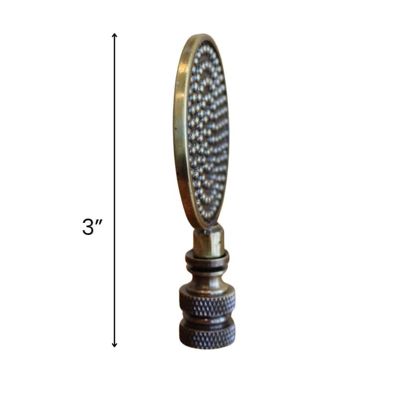 Dotted Medallion Decorative Lamp Finial Antique Brass, 3"h