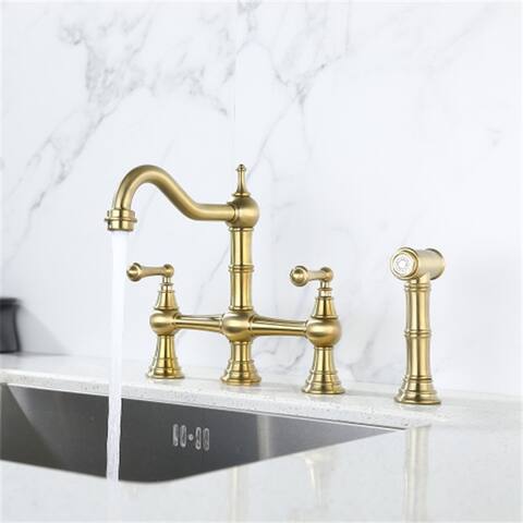 8 inch Centerset Bridge Kitchen Faucet with Brass Side Sprayer