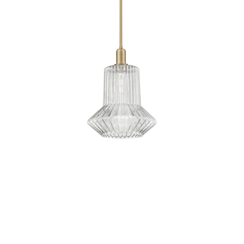 Innovations Lighting 716-1S-16-12 Springwater Pendant Springwater 12" - Brushed Brass / Clear Fluted