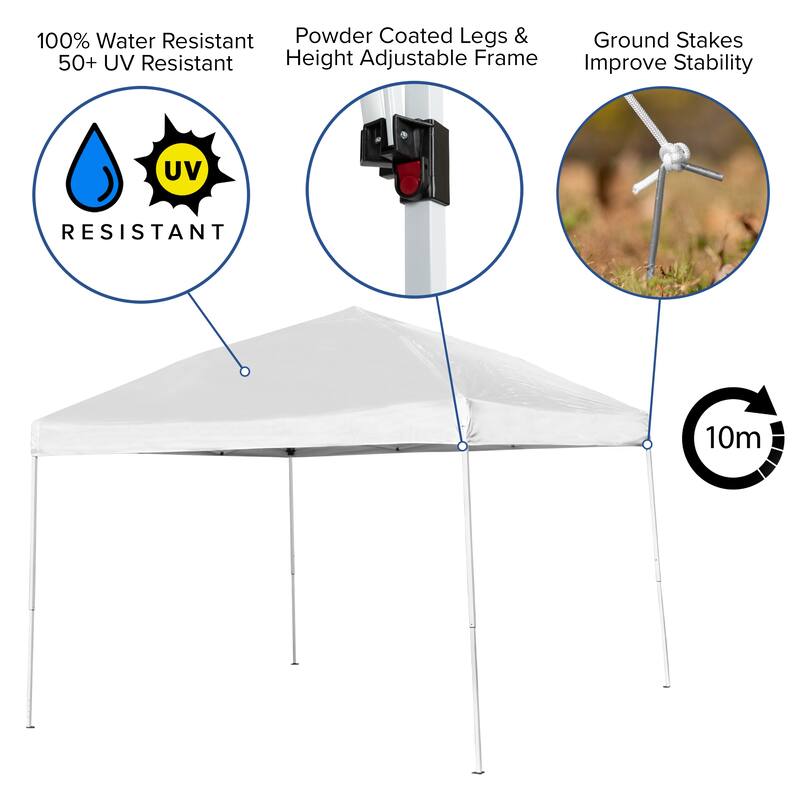 10' x 10' Pop Up Canopy, Folding Table and 4 Folding Chairs Bundle