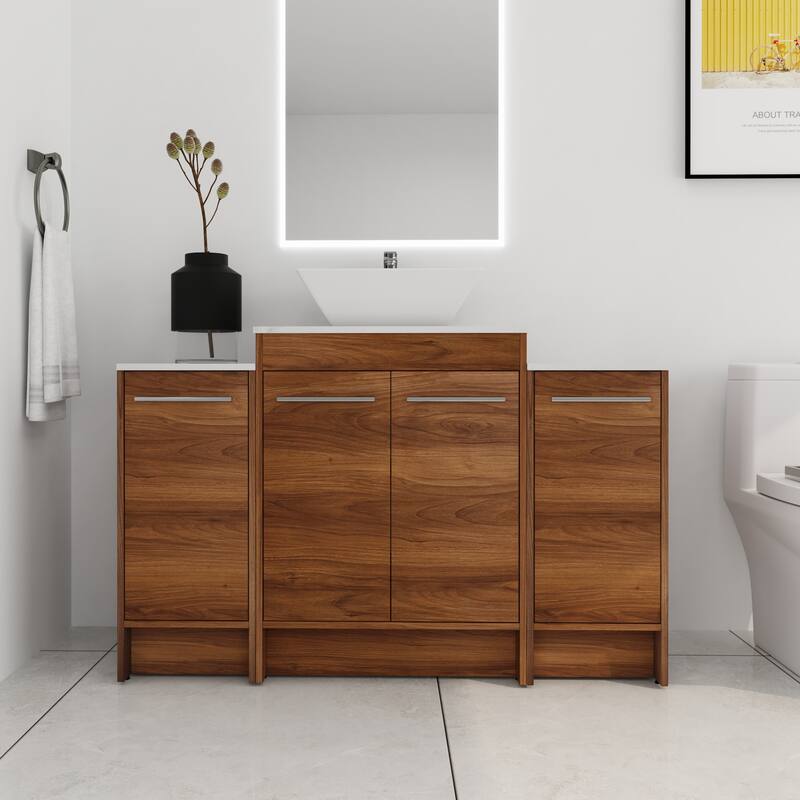 ARTCHIRLY 24/36/48/60 Inch Bathroom Vanity with Sink, Freestanding Bathroom Vanity with Soft Close Door and Shelf