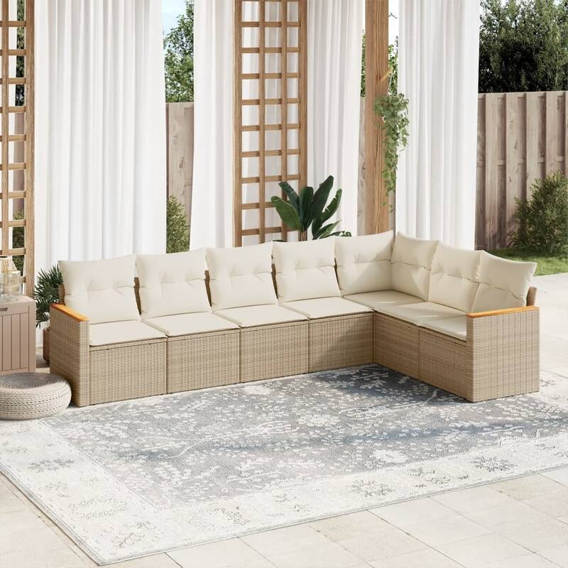 vidaXL Garden Sofa Set Black - 24.4 x 24.4 x 27.2 - Beige Large Without table