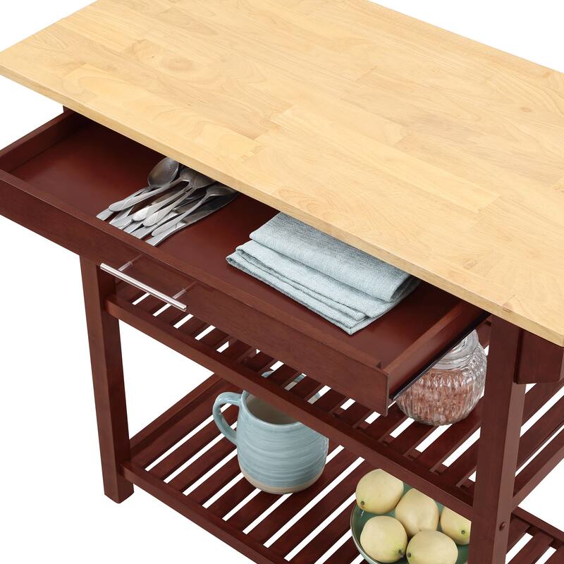 Designs2Go 3 Tier Butcher Block Kitchen Prep Island with Drawer