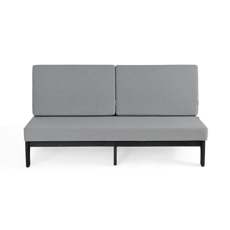 3 Seat Wood 64" W Cushioned Outdoor Patio Sofa with Coffee Table