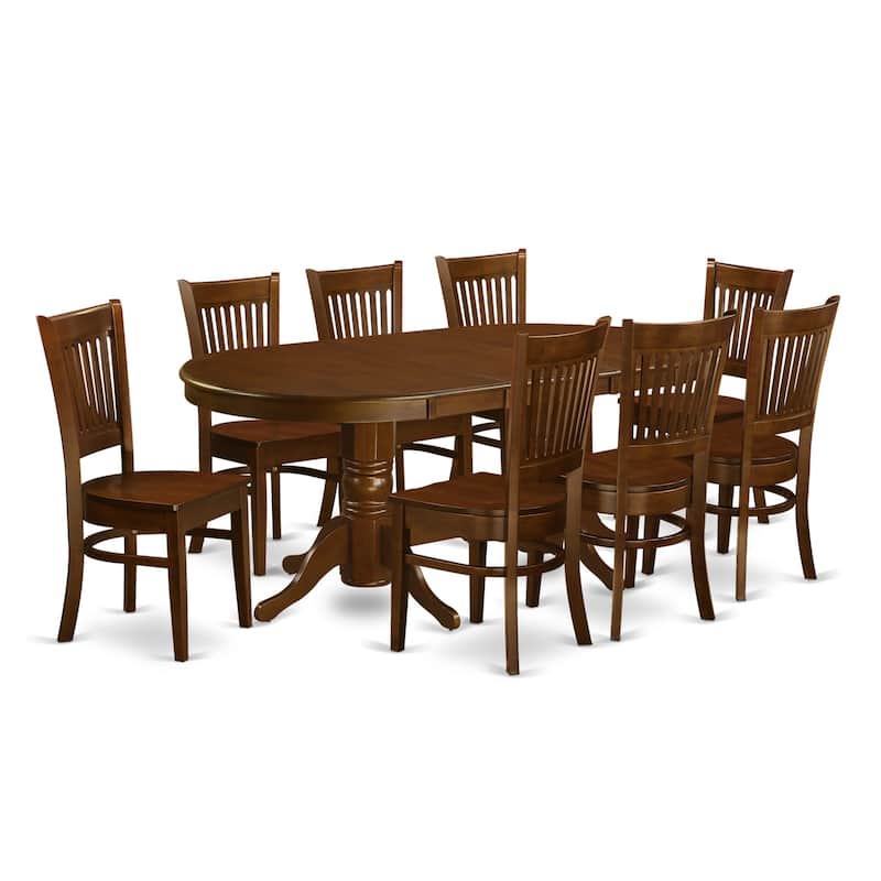 East West Furniture 9 Piece Dining Table Set Includes an Oval Wooden Table and 8 Dining Chairs, Espresso(Seat Type Options)