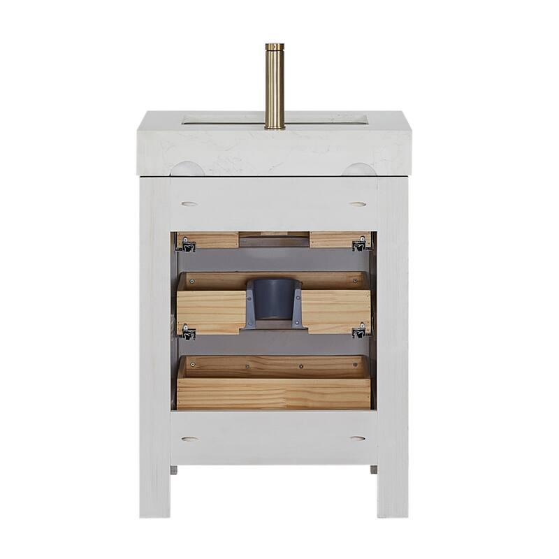 Leon 24 in. Single Bathroom Vanity with Composite Stone Top