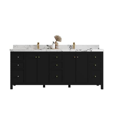 Willow Collections 84 in. W x 22 in. D Chicago Double Bowl Sink Bathroom Vanity with Countertop