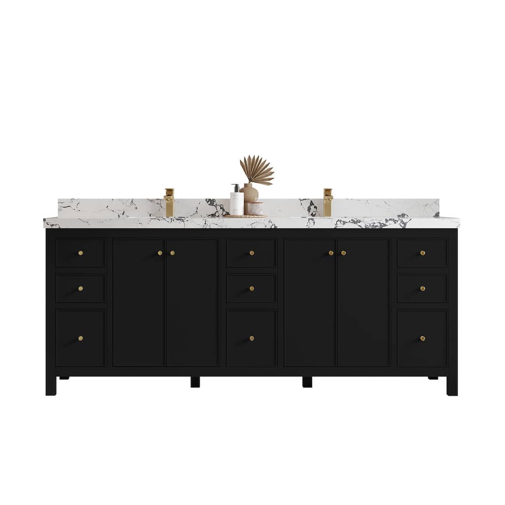 Willow Collections 84 in. W x 22 in. D Chicago Double Bowl Sink Bathroom Vanity with Countertop