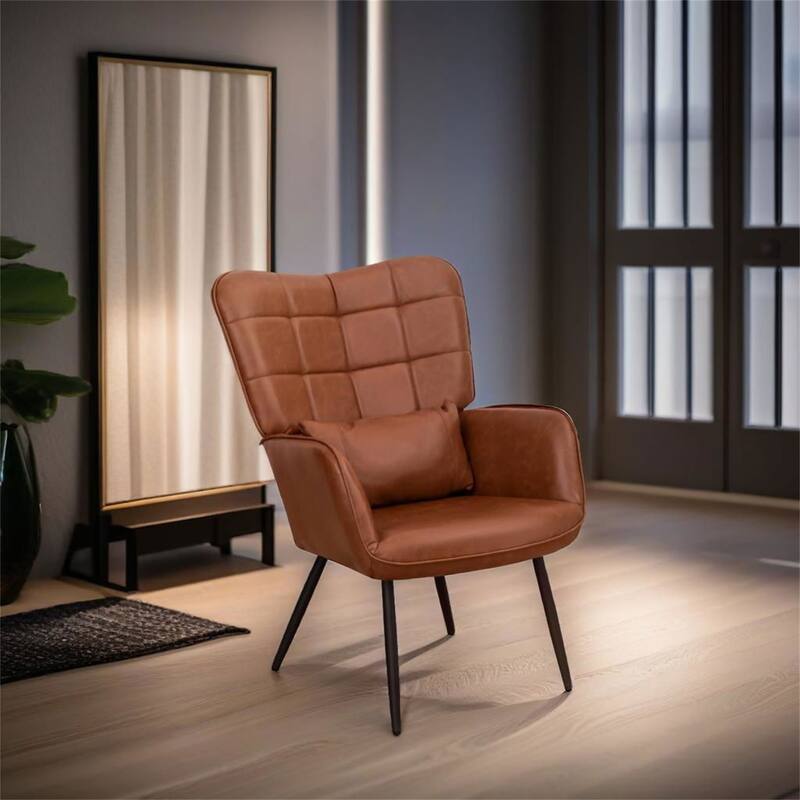 Bonded Leather Armchair - Brown