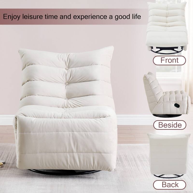 29.1" velvet off-white lazy lift sofa chair with arm pockets