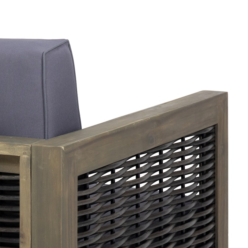 Linwood Outdoor Acacia Wood Club Chair with Wicker Accents (Set of 2) by Christopher Knight Home