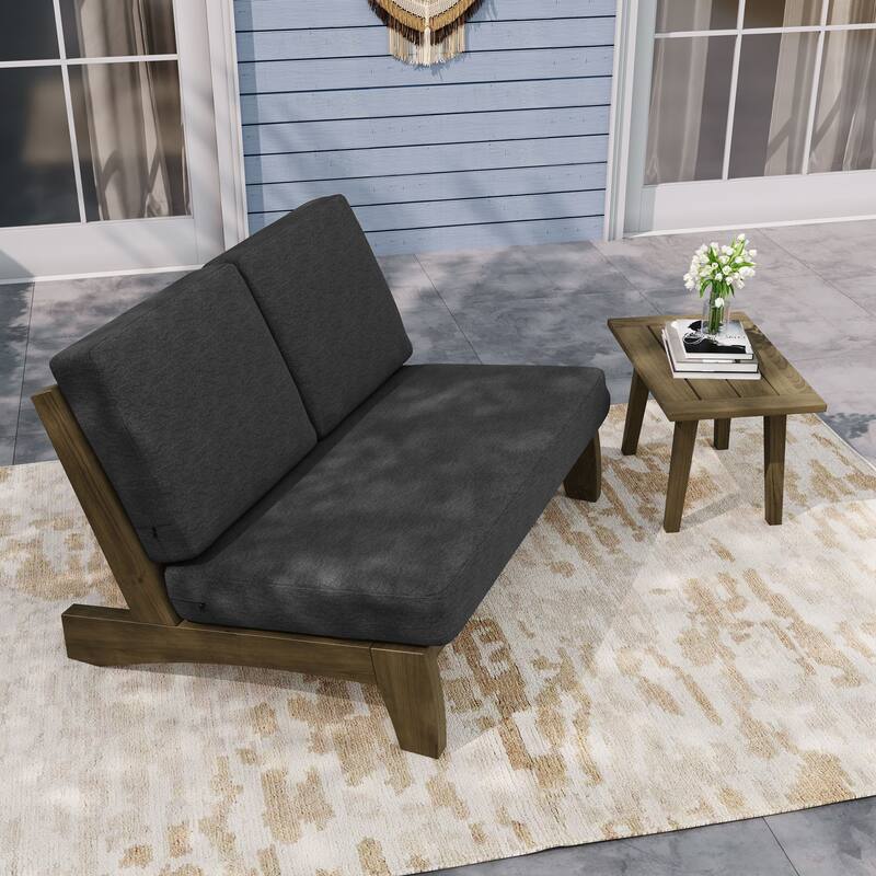 Outdoor Sectional Furniture Teak Conversation Set with Side Table