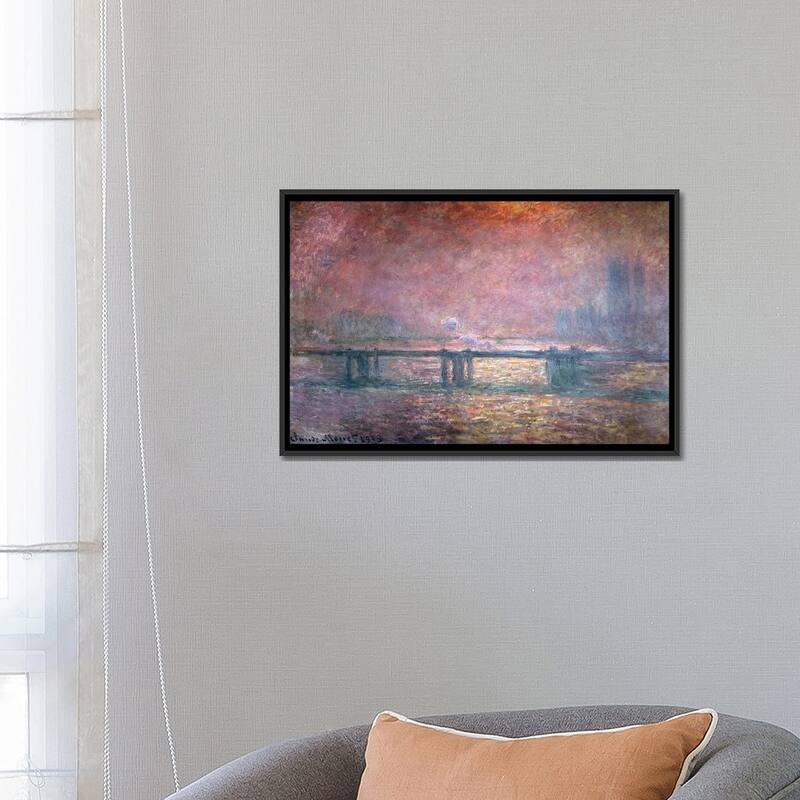 iCanvas "The Thames at Charing Cross, 1903 " by Claude Monet Framed
