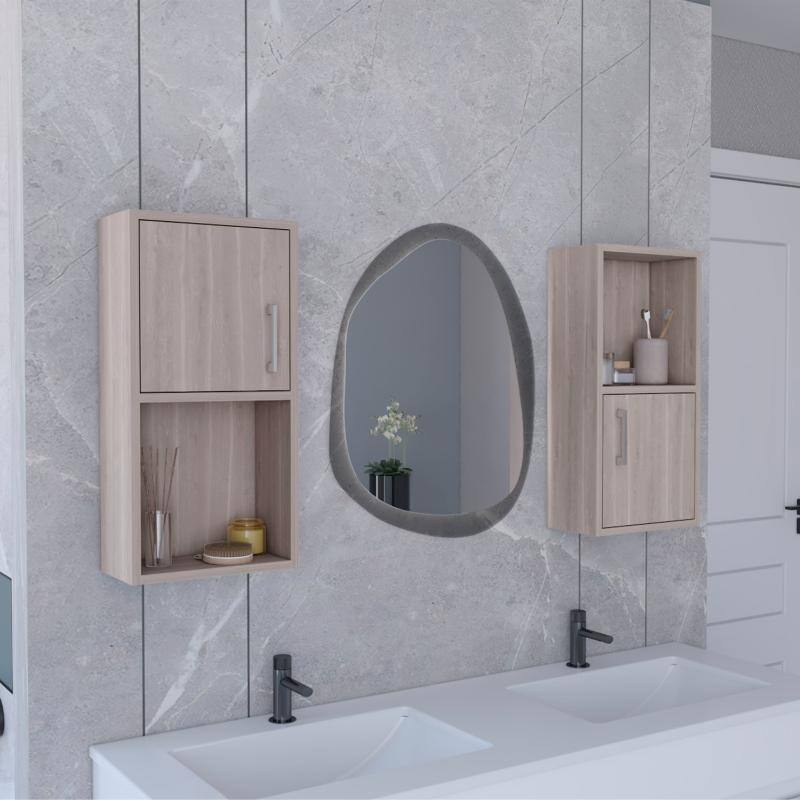 Oba 2Pc WallMounted Bathroom Medicine Cabinet Enginereed wood - N/A - Grey