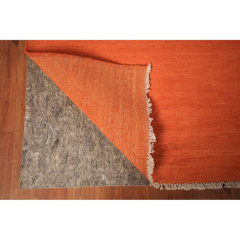 Modern Gabbeh Area Rug Hand-Knotted Oriental Orange Wool Carpet - 6'8" x 9'5"
