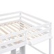 preview thumbnail 14 of 12, Twin/Full Size Loft Bed with Multi-Storage Desk, LED Light, and Bedside Tray - Charging Station, White
