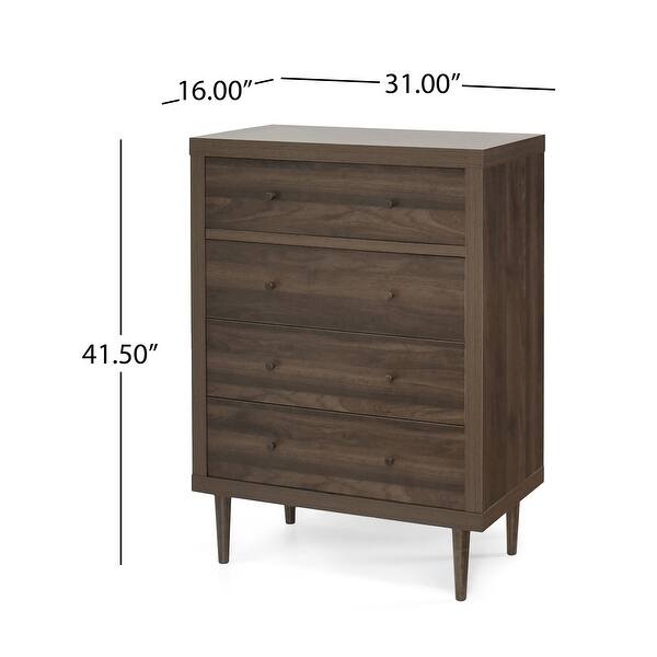 dimension image slide 0 of 4, Nystrom Mid Century Modern 4 Drawer Dresser by Christopher Knight Home