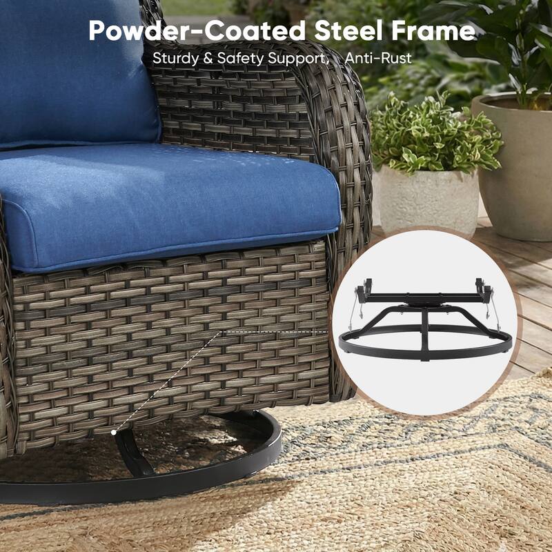 Pocassy Outdoor Wicker Glider Swivel Club Chairs (Set of 2) - Mix Grey