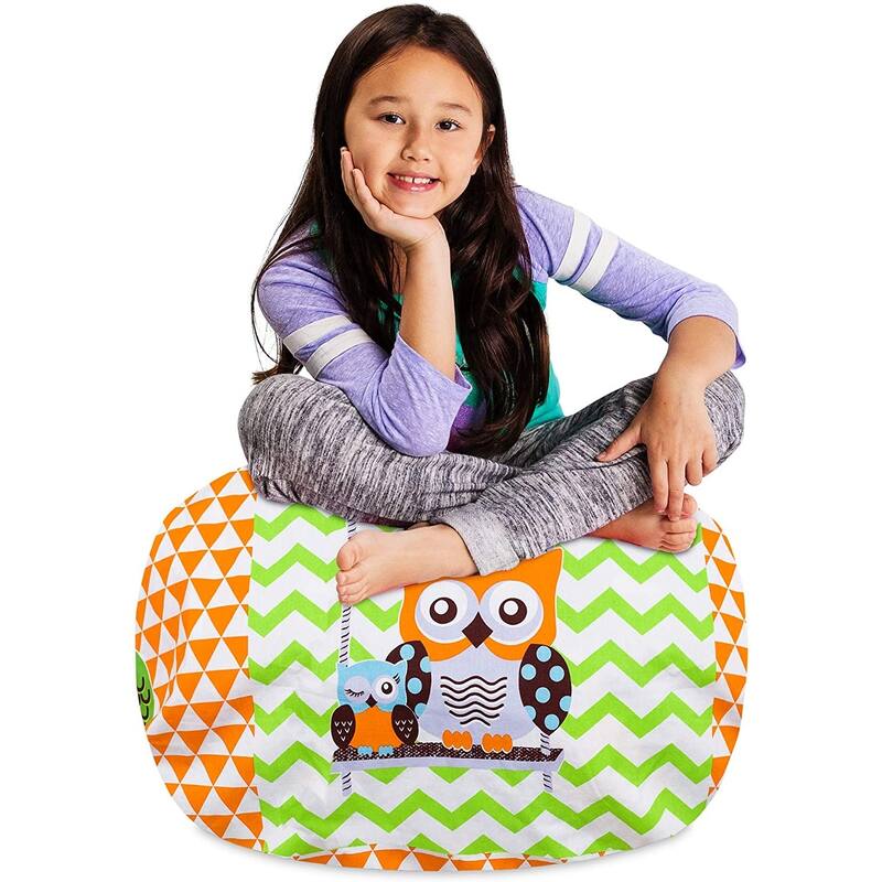 Kids Bean Bag Chair Cover Stuffed Animal Storage or Toy Organizer
