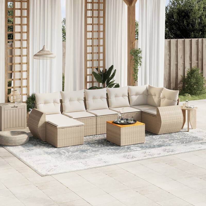 vidaXL Garden Sofa Set Black - 21.7 x 21.7 x 14.6 - Beige Large  - form1