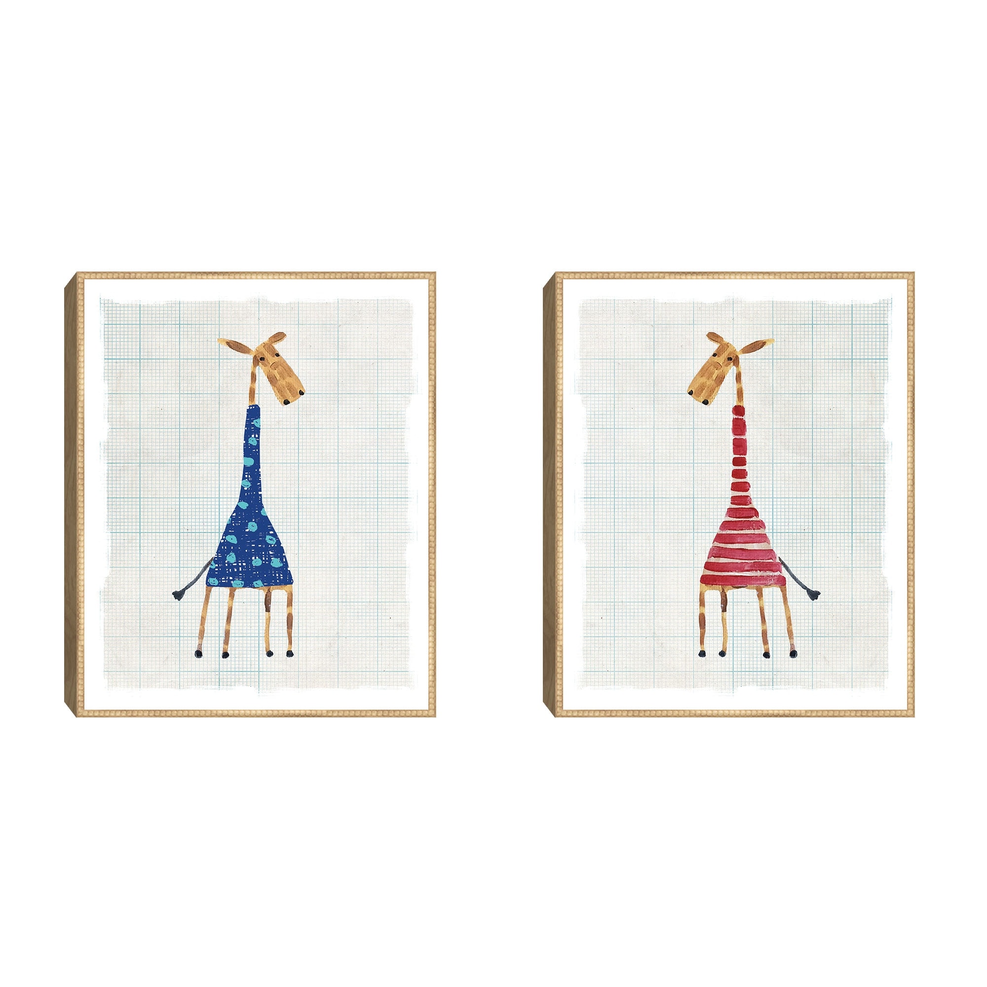 Giraffes by Lisa Stickley 2-Piece Framed Canvas Art Set - 16x20x2