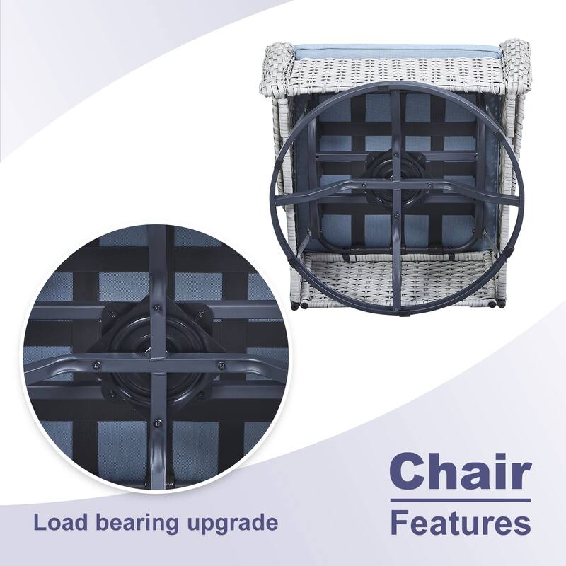 ArcoBay Wicker PE Rattan Outdoor Patio Swivel Glider Chairs with 4'' Olefin Cushions (2-Pack)