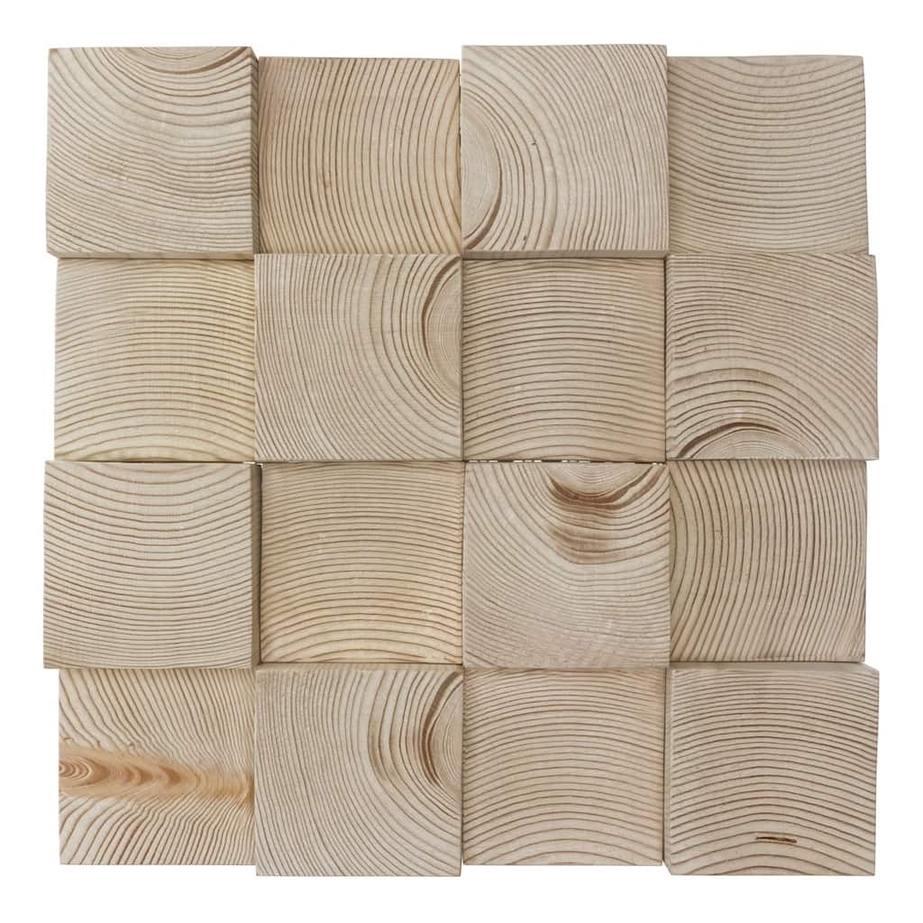 11 7/8"W x 11 7/8"H x 1/2"P Raised Wood Mosaic Wall Tile, Pine - 11 7/8"W x 11 7/8"H x 1/2"P