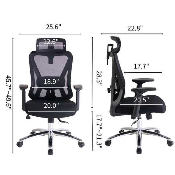 Ergonomic Mesh Computer Chair Office Chair With 3D Headrest Lumbar Support 5 Wheels - N/A