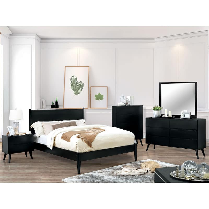 Wooden Platform Bed With Round Tapered Legs
