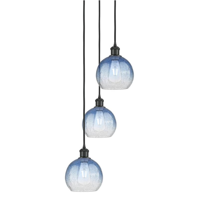 Innovations Lighting 113B-3P-31-15 Brookhaven Globe Pendant Brookhaven - Matte Black / Sapphire Blue