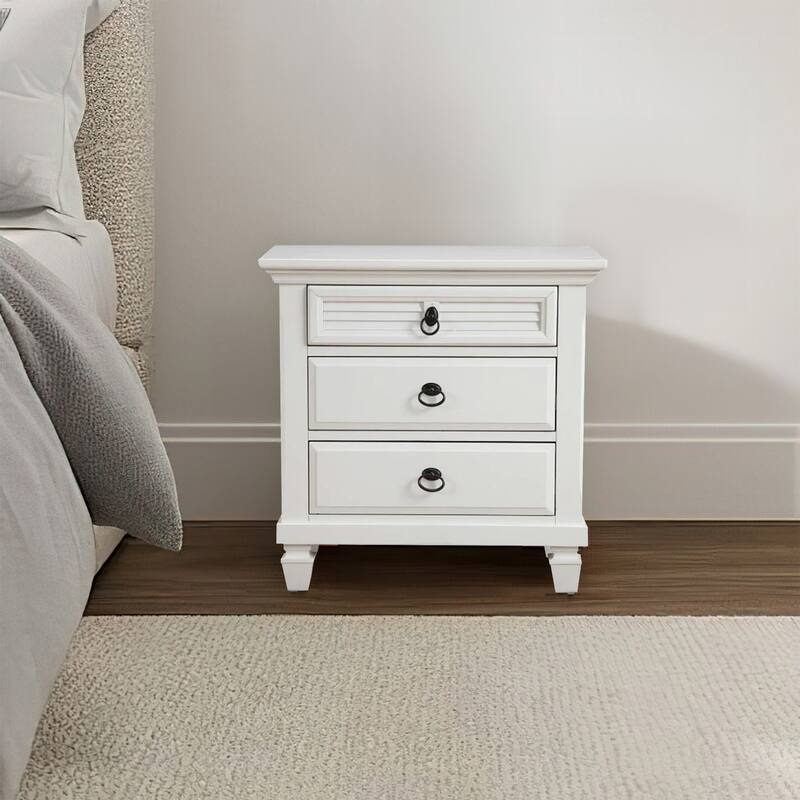 White 3 Drawer 28 in. W Nightstand with Sturdy Hardware and Ample Storage