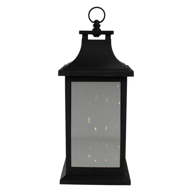 LED Lighted Flickering Lantern - 12" - Warm White Lights - Black