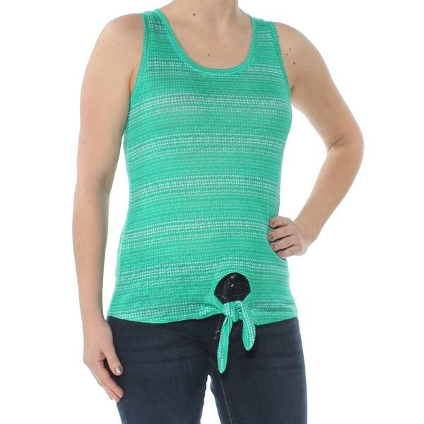 Shop Tommy Bahama Womens Green Tie Front Printed Sleeveless Scoop