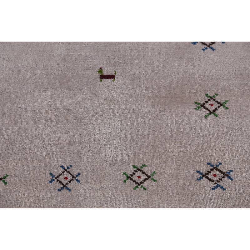 Hand Knotted Oriental 100% Wool Carpet Tribal Animal Pictorial Greys & Charcoal Gabbeh Area Rug - 7' 5'' X 5' 5''
