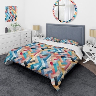 Designart "Colorful Futuristic Striped Pattern II" Modern Bedding Set ...