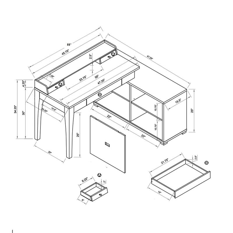 Grey L-Shaped Workstation Home Office Desk