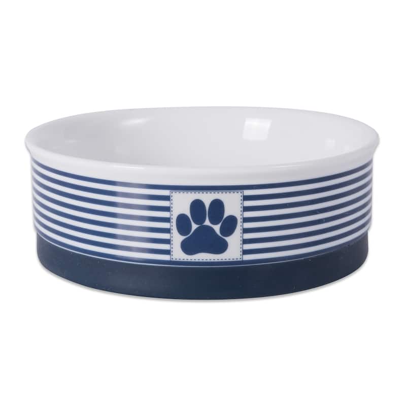 DII Printed Pet Feeding Bowl - Single - Medium Round - Stripes Blue