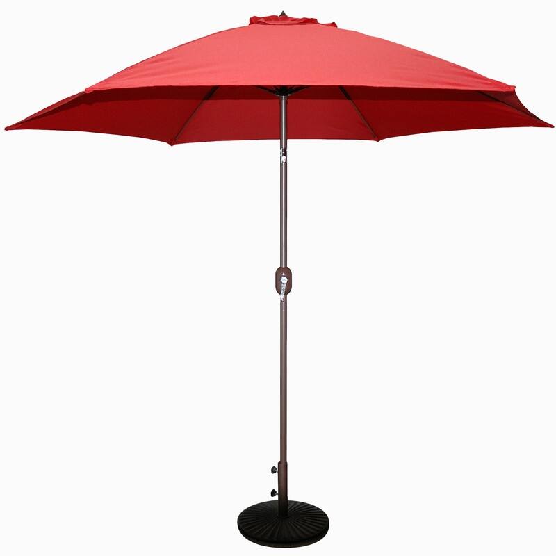 Tropishade 9 ft. Aluminum Bronze Patio Umbrella with Red Cover