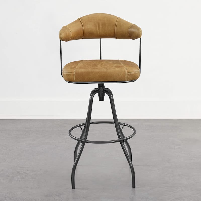 Art Leon Industrial Retro Leather Swivel Barstool