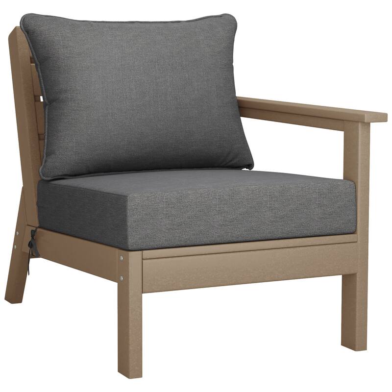 Birchwood All Weather HDPE Outdoor Patio Weathered Wood Deep Conversation Set (6-Piece Set)