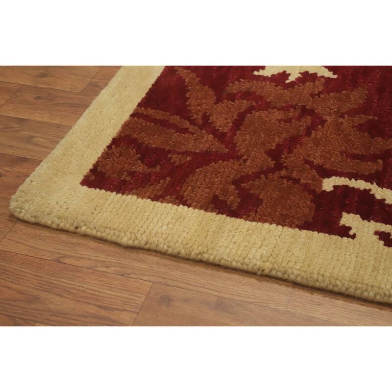 Red Floral Indian Area Rug 7x10 - 10' 1'' X 6' 6''